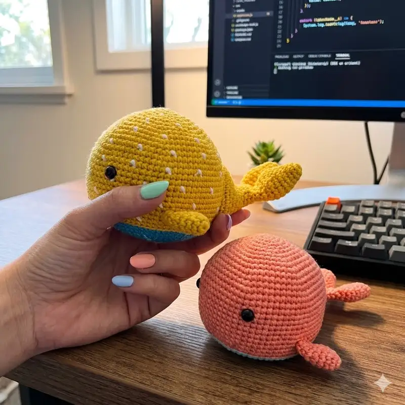 Complimentary Intermediate crochet pattern: Wallace and Wanda Whales Amigurumi Pattern - Simple to follow guide
