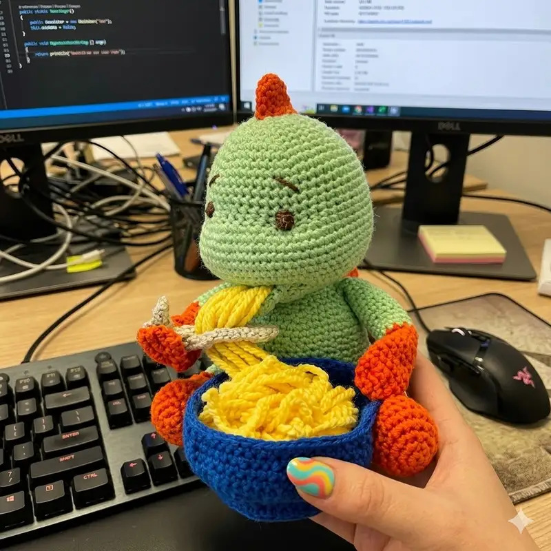 Complimentary Intermediate crochet pattern: Dino Noodle Amigurumi Pattern - Simple to follow guide