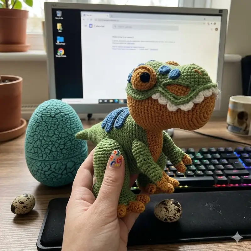 Complimentary Intermediate crochet pattern: T-Rex Amigurumi Pattern - Simple to follow guide