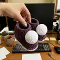 Plush Booties with Pompoms Pattern step 2 - assembly progress