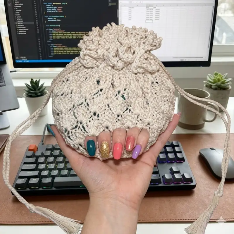 Complimentary Intermediate crochet pattern: Vintage Style Drawstring Bag Pattern - Simple to follow guide