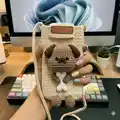Dog Phone Pouch Pattern step 2 - assembly progress