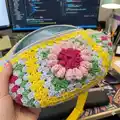 Floral Crossbody Bag Pattern step 2 - assembly progress