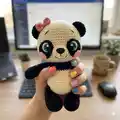 Yumi the Baby Panda Amigurumi Pattern step 1 - construction progress
