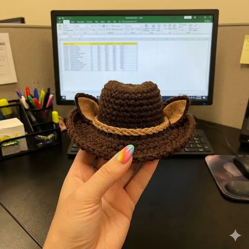 Complimentary Intermediate crochet pattern: Cowboy Cat Hat Pattern - Simple to follow guide