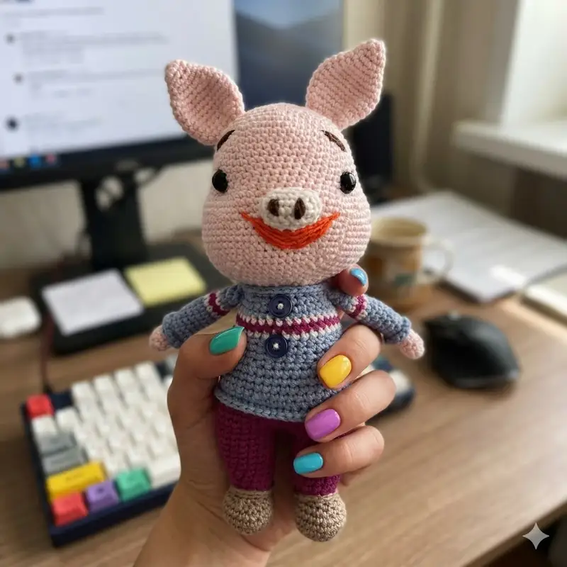 Complimentary Intermediate crochet pattern: Pinky Pig Amigurumi Pattern - Simple to follow guide