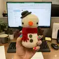 Mel the Snowman Amigurumi Pattern step 2 - assembly progress