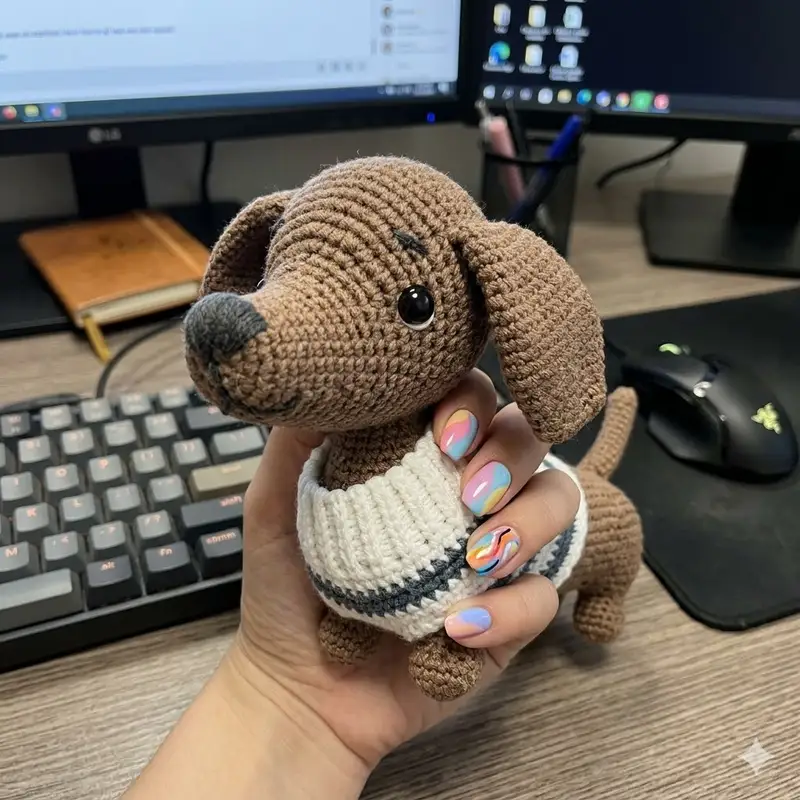 Complimentary Intermediate crochet pattern: Yumi the Dachshund Amigurumi Pattern - Simple to follow guide