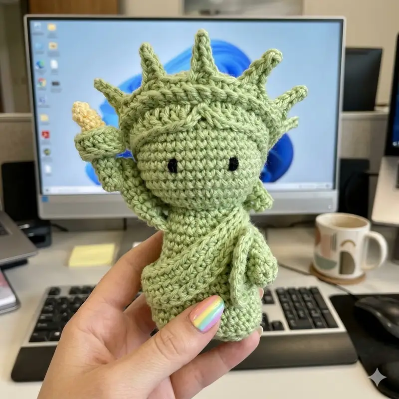 Complimentary Intermediate crochet pattern: Lady Liberty Amigurumi Pattern - Simple to follow guide