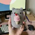 Pusheen Cat with Ice Cream Amigurumi Pattern step 2 - assembly progress